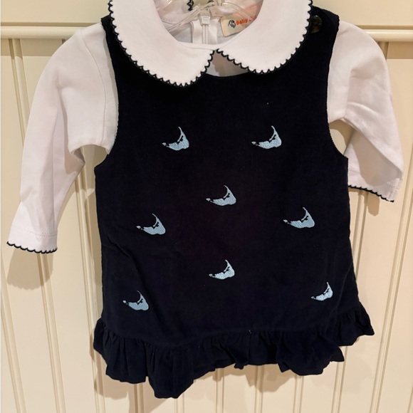 2-piece navy dress with Nantucket island embroidery
